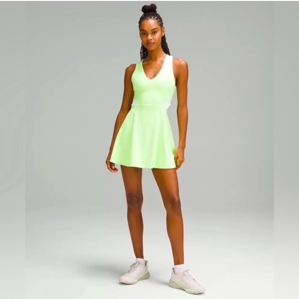 lululemon athletica Neon Lime V‑Neck Tennis Dress